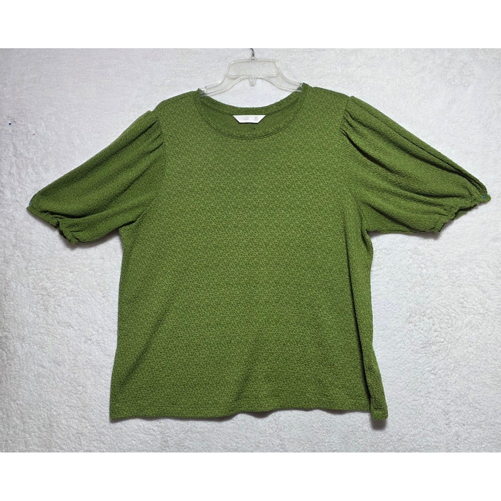 LC Lauren Conrad Green Textured Puff Sleeve Top Size XXL Shirt